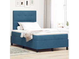 Vidaxl Cama Box Spring Led Azul Escuro 120 X 190 Cm Veludo