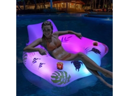 Cadeira inflável para piscina com luzes que mudam de cor, 2 porta copos e 2 apoios de braço branco SIURN