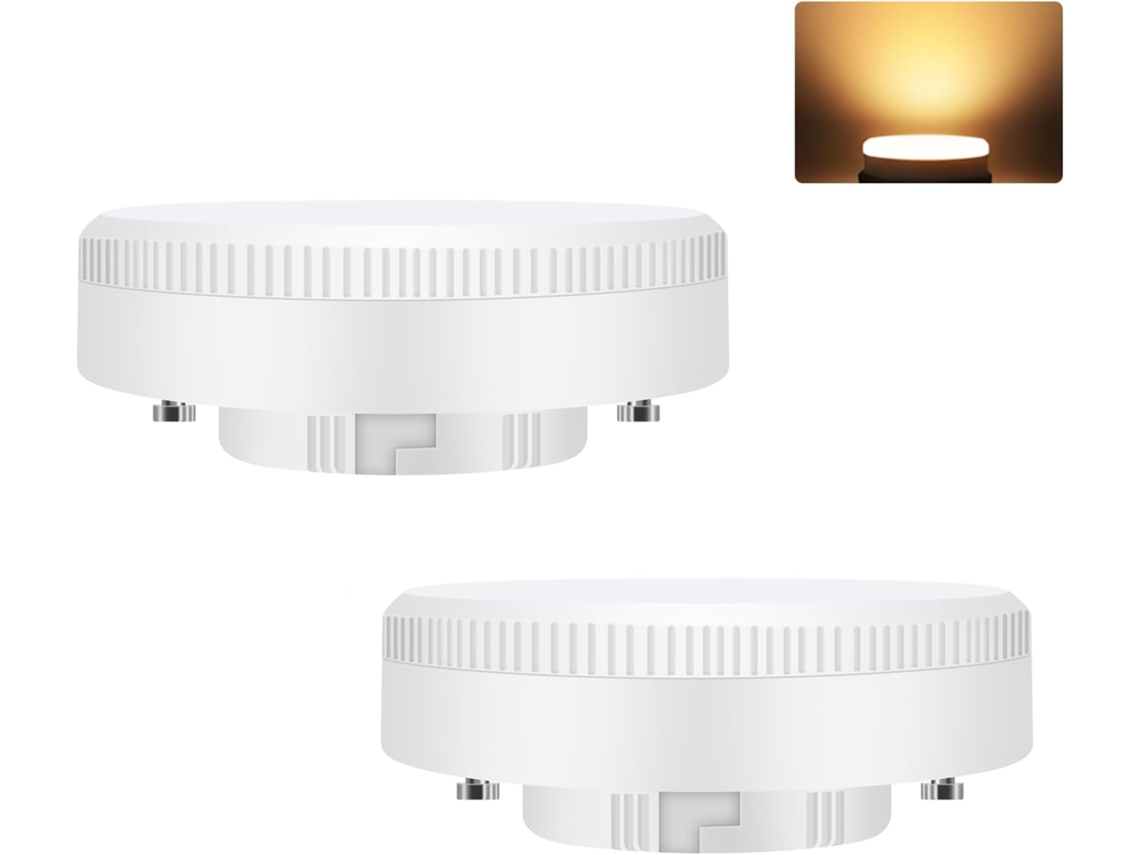 Nettlife Pack De 2 Lâmpadas Led Gx53 Ultra Slim De 5 W (equiv. 50 W), Branco Quente 3000k, 74 × 25 Mm, Sem Cintilação, Para Iluminação Sob Armários