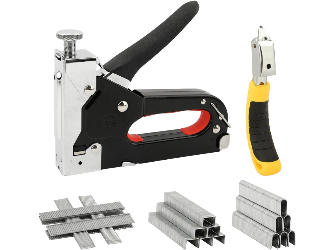 Grampeador 3 Em 1 Resistência Com 1200 Grampos, Extrator De Grampos E Manual Para Trabalhos Em Madeira,