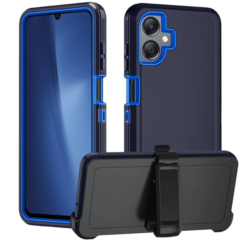 (azul, Galaxy A23) Capa Para Celular Samsung Em Material Híbrido Resistente A Impactos Com Tripla Camada E Clipe.