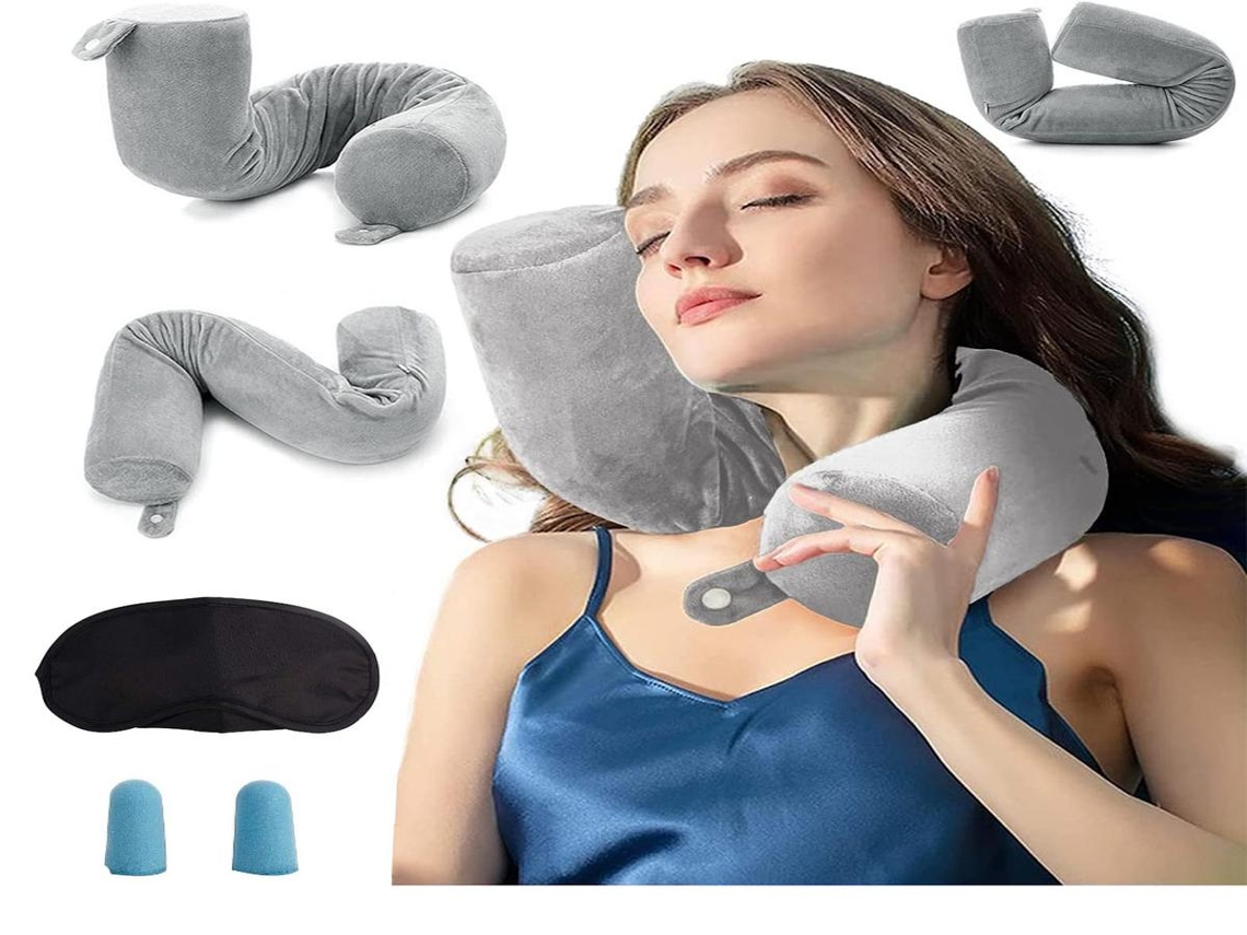 Lurelia Almofada Banho, Ergonómica, Espuma Viscoelástica, Removível, 12v Carro, Apoio Auricular, Máscara Olhos, Bolsa Transporte, Banheira Spa