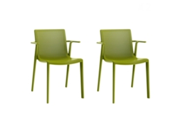 Set 2 Poltronas Interior, Exterior Verde Oliva Beekat Resol