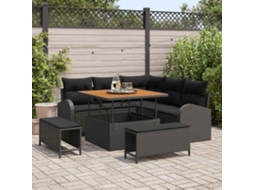Vidaxl Conjunto De Sofá De Jardim 8 Unid. 7-número De Lugares Preto