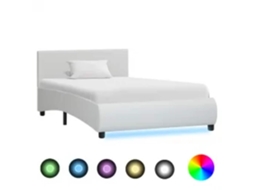 Vidaxl Estrutura De Cama Com Led 100x200 Cm Couro Artificial Branco