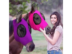 Rebe-máscara Anti-moscas Para Caballos Con Orejas Protección Uv Suave Elástica 2 Piezas Morado Rosa