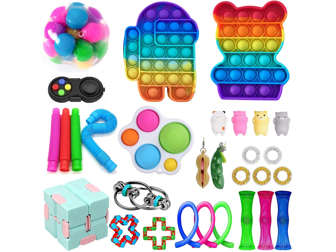 Primerox 30pcs Brinquedos Sensoriais de Descompressão Push Bubble para Crianças Adultos Ansiedade Autismo