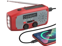 Rádio de Emergência Solar Am/fm com Manivela, Bateria Externa de 2000mah, Alarme Sos e Lanterna Led AQUAFORGE