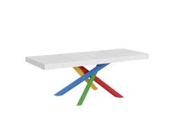 Mesa Extensível 200/460x90 Cm Volantis Premium Branco Freixo Pernas Multicoloridas 4/b Itamoby