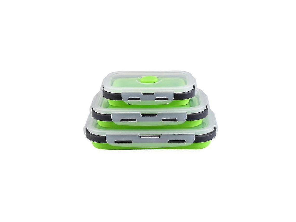 Lancheira Quadrada Dobrável De Silicone, Armazenamento Em Geladeira, Caixa Para Conservar Alimentos Frescos, Caixa Bento Verde Olysi Shop