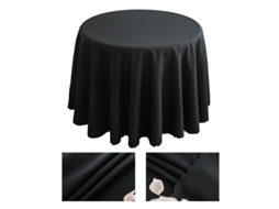 Esta Toalha De Mesa Redonda Preta De Poliéster É Perfeita Para Mesas De Centro, Mesas De Piquenique Ou Mesas De Jardim. Diâmetro 260 Cm.