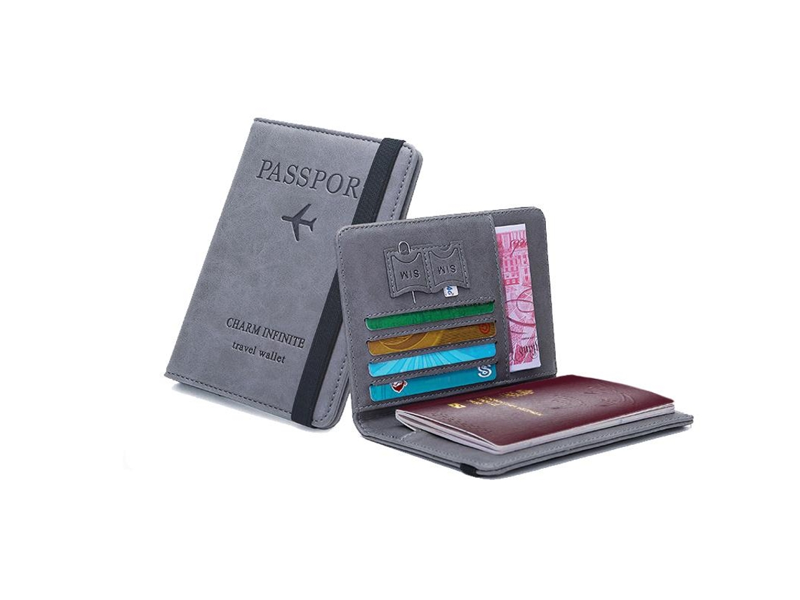 Porta passaporte para Mala com Proteção Rfid Cinza AQUAFORGE