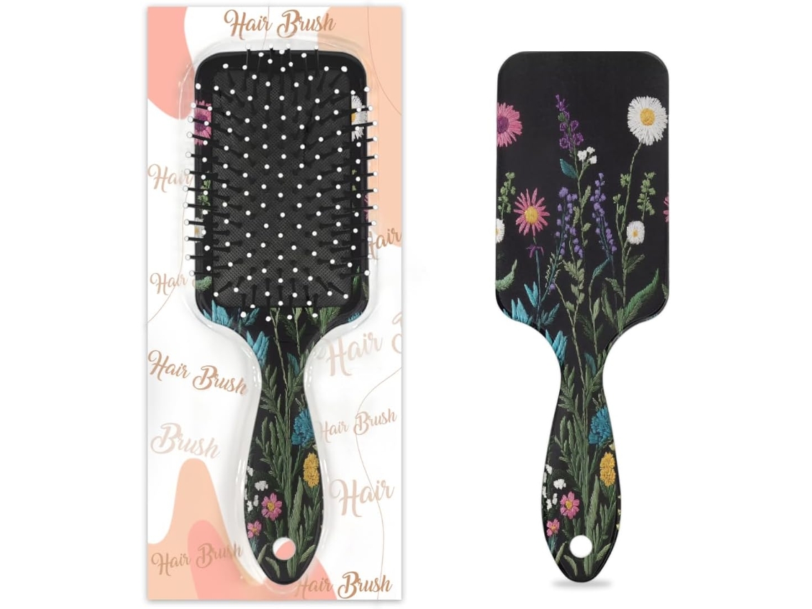 Escova Desembaraçadora Para Cabelos Molhados E Secos, Com Estampa Floral De Primavera, Pente Almofadado Para Mulheres