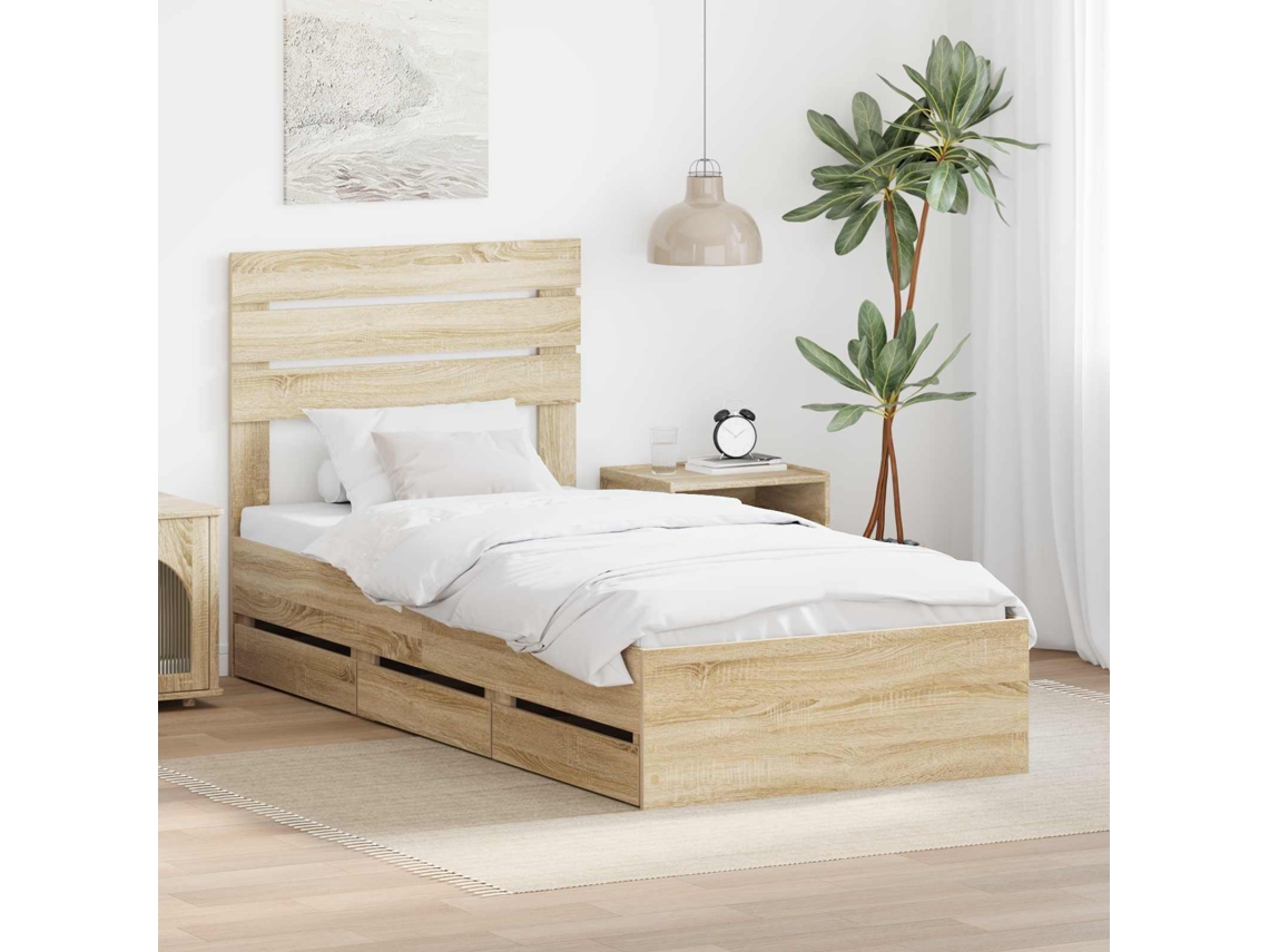 Vidaxl Estrutura Da Cama Com Gaveta Carvalho Sonoma 100 X 200 Cm