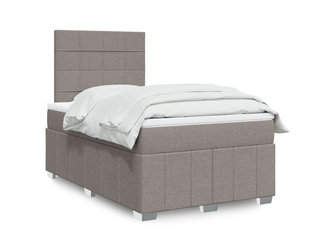 Vidaxl Cama Com Molas/colchão 120x200 Cm Tecido Castanho-acinzentado