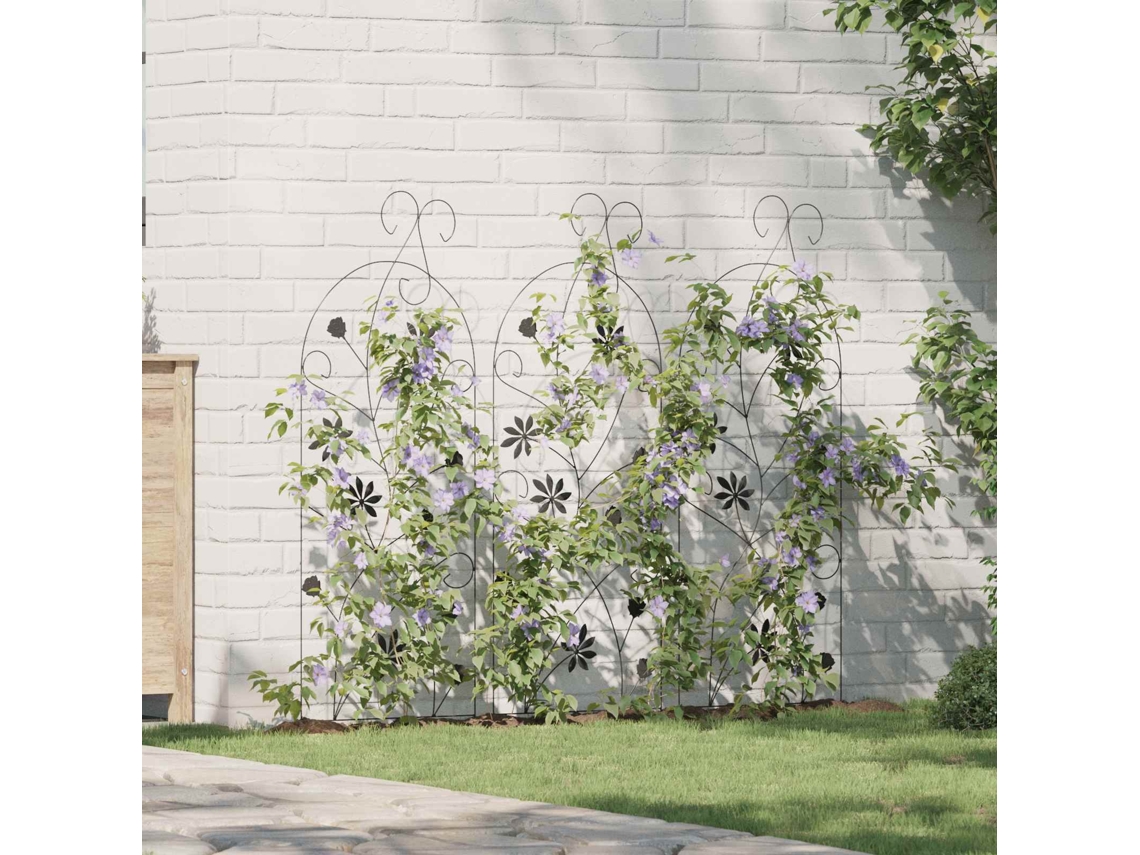 Vidaxl Cerca Para Jardim 3 Unid. Preto 112 X 39,5 Cm Aço