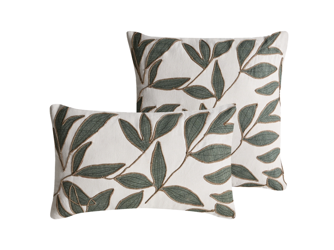 Conjunto De 2 Almofadas Decorativas Beliani Lansium De Algodão Branco 30x50x5