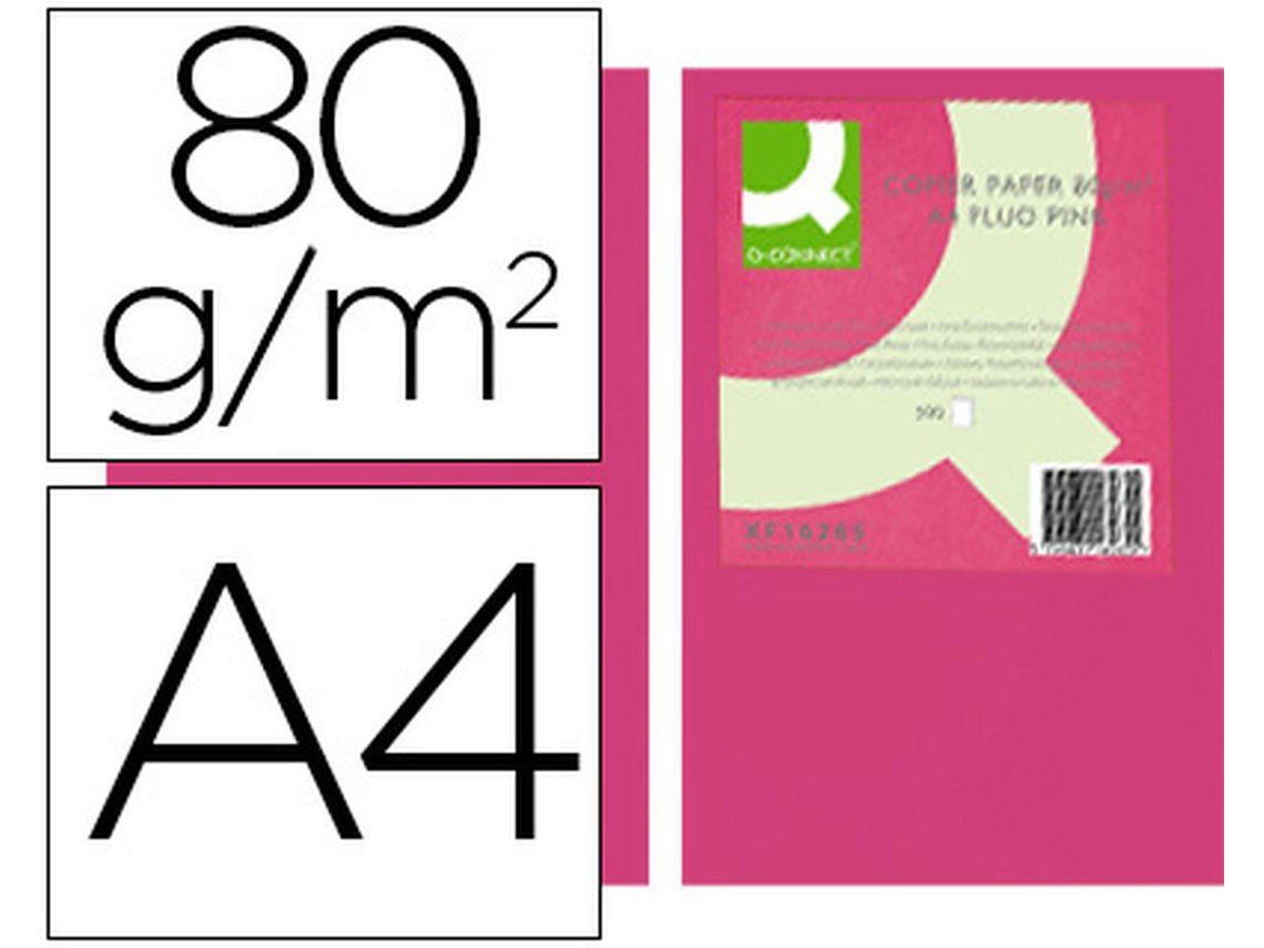 Papel de Cor Q Connect Din A4 80Gr Rosa Neon Embalagem de 500 Folhas