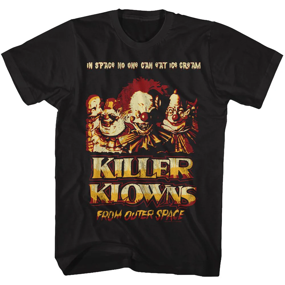 Unisex Adult T-shirt Rockinstone Killer Klowns Black Sizem