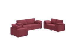 Conjunto 3 Sofá De Linho Vidaxl Vermelho Linho (219 X 80 X 82 Cm)