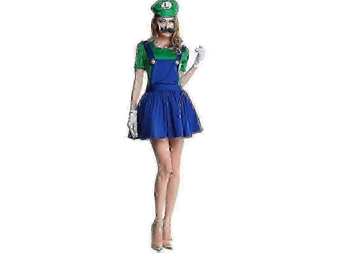 Fantasia De Luigi Do Super Mario Para Adultos E Crianças Carnaval Halloween Festa Luigi Green Women M