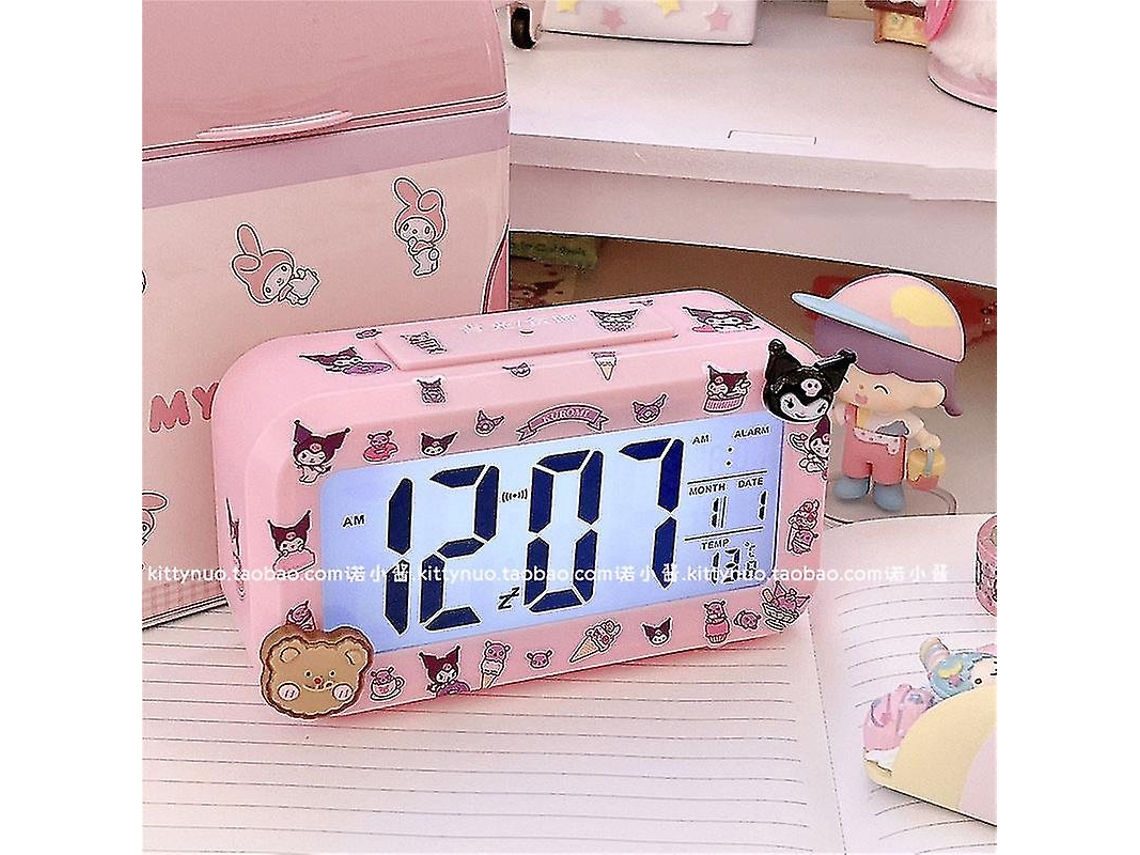 Kawaii Cinnamoroll My Melody Kuromi Desk Night Light Relógio Despertador Eletrônico Led Sanrioed Relógio Despertador Eletrônico Pr Slowmoose