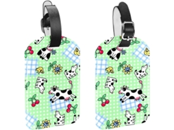 Conjunto De 2 Etiquetas Bagagem Em Couro Sintético Proteger Sua Privacidade Design Com Motivos Plantas E Animais