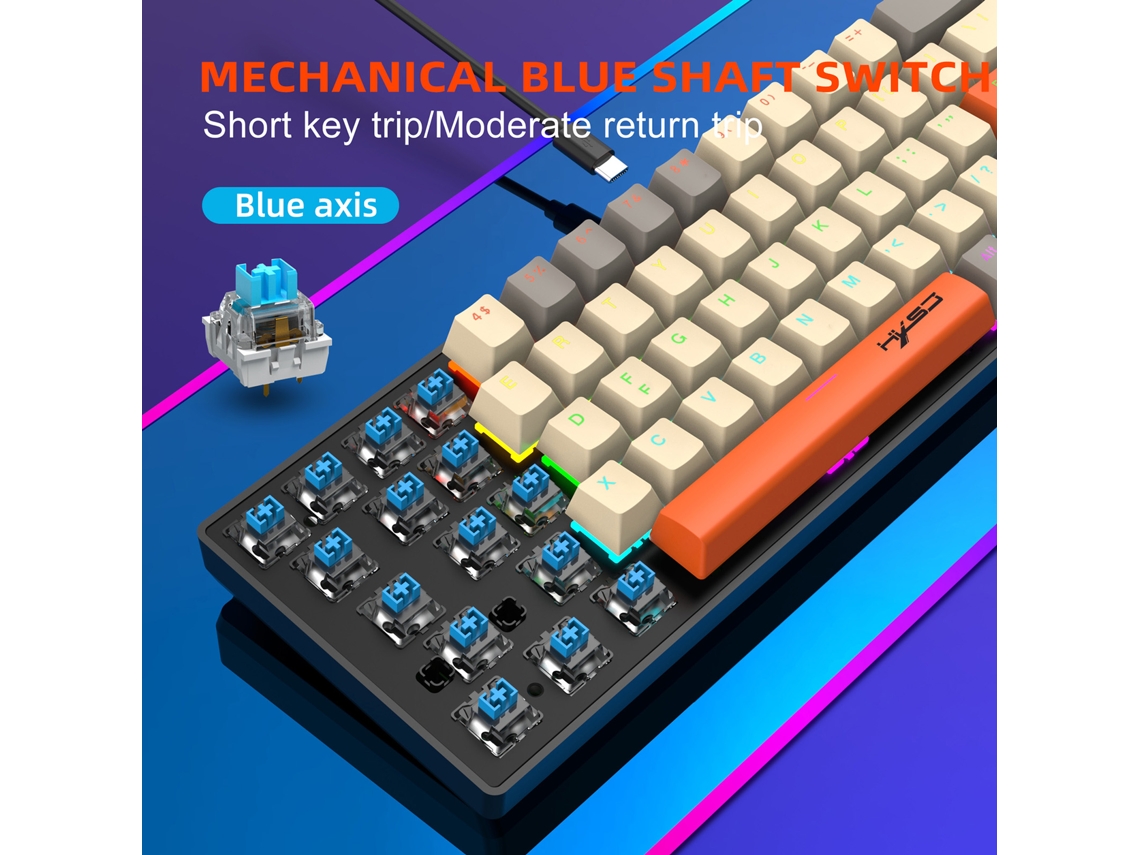 Teclado Mecânico Para Jogos Hxsj K88 Com 68 Teclas, Iluminação Rgb, Design Compacto E Ergonômico
