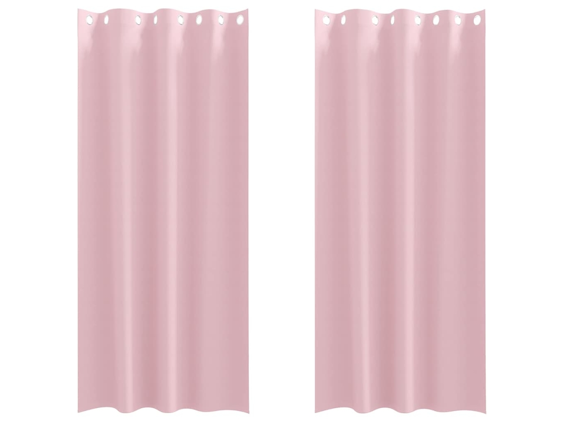 Conjunto 2 Cortinas Opacas Vidaxl Rosa Poliéster (260 X 140 Cm)