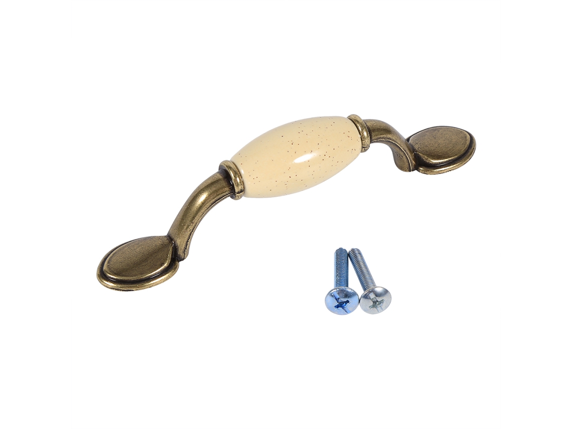 Laxiscreed Puxador De Cerâmica Bege Manchado 76mm Com Furos, Design Elegante Para Móveis