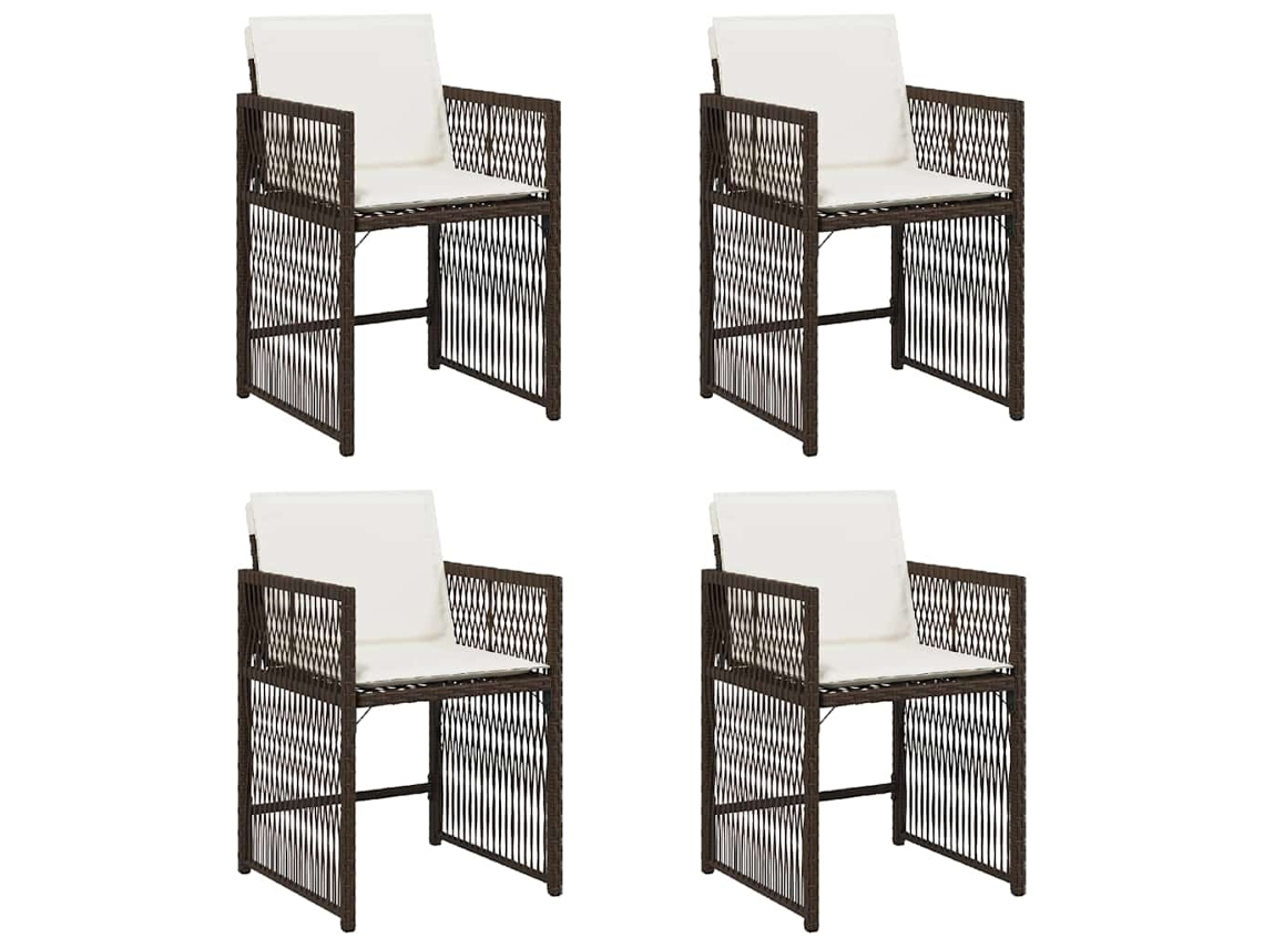 Maison Exclusive - Cadeiras De Jardim Com Almofadões 4 Pcs Vime Pe Castanho