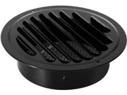Grelha De Ventilação Redonda Em Aço Inoxidável 70 A 200 Mm Para Parede Exterior – Preta (200 Mm)