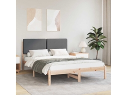 Vidaxl Estrutura De Cama Com Cabeceira Estofada Cinza Escuro