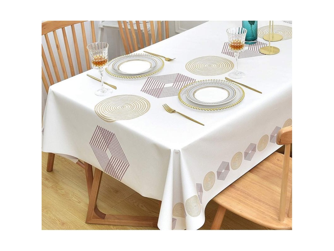Mantel Retangular De Pvc Impermeável E Anti-óleo 137x180cm Para Mesa Exterior Cozinha Limpeza Fácil