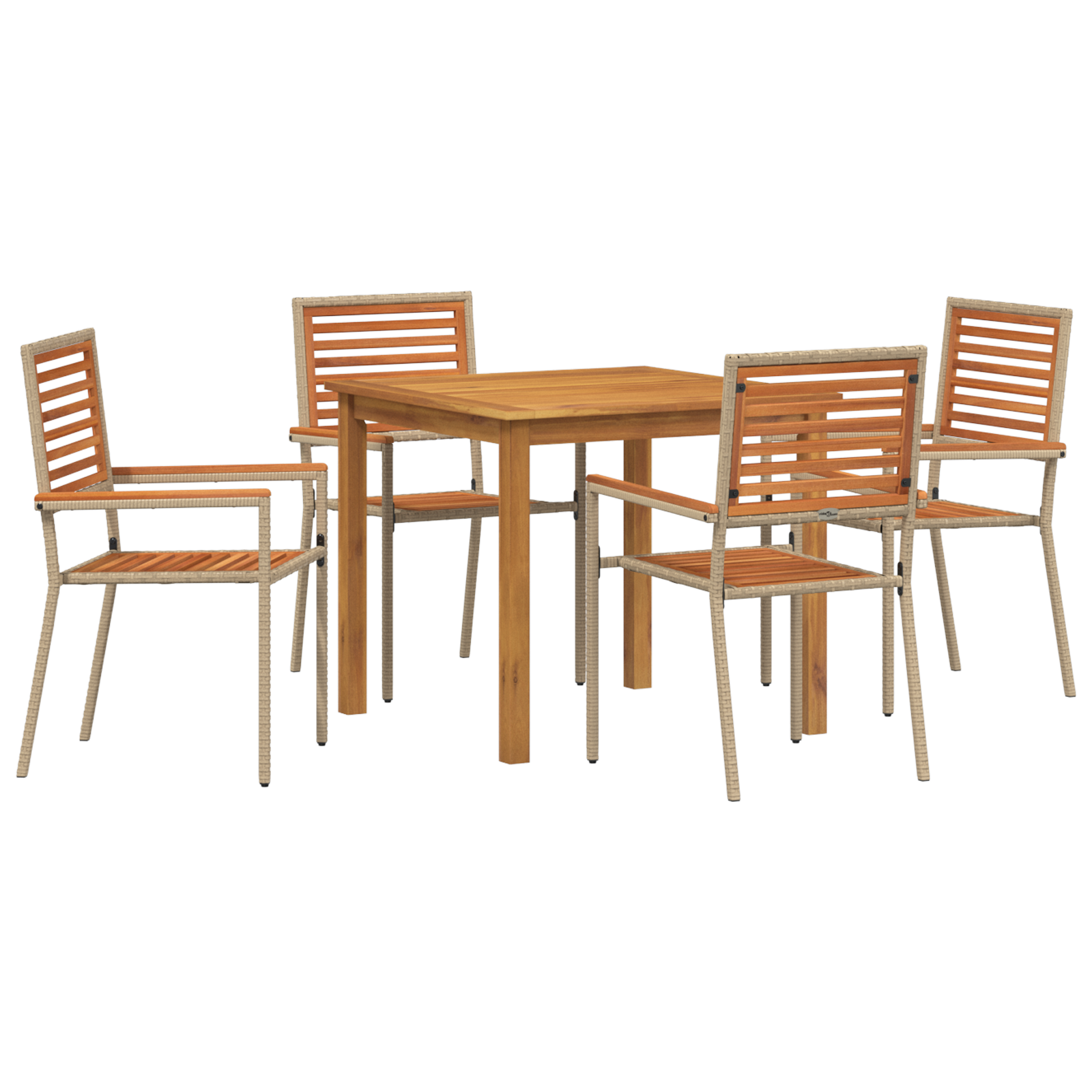 Conjunto 5 Móveis De Jardim Vidaxl Bege Madeira De Acácia Maciça (85 X 85 X 74 Cm)
