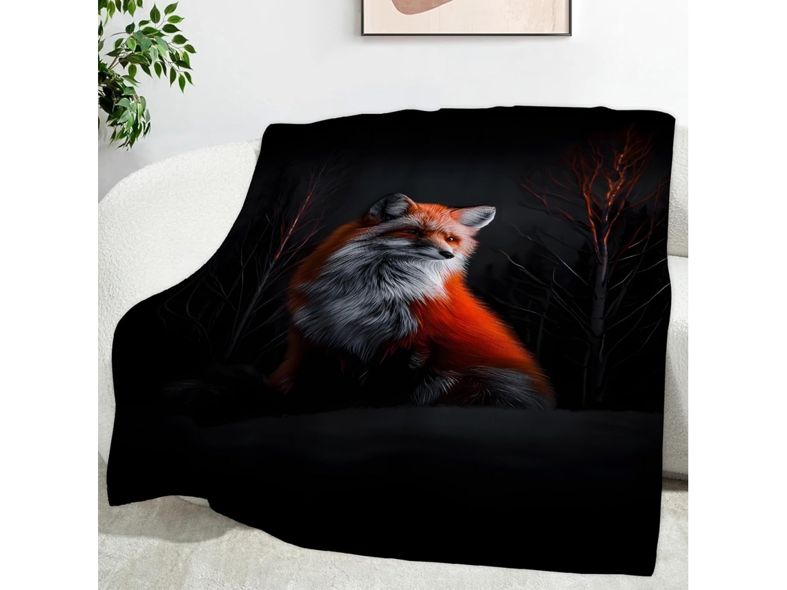Manta Raposa Vermelha Animal 180x200 Cm Multifuncional Macia de Flanela Aconchegante para Cama Escritório Coch