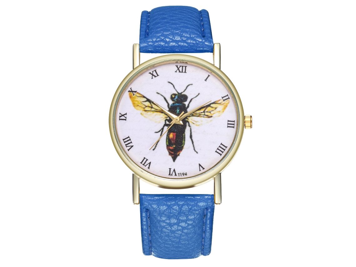 Relógio feminino, Relógio masculino, Quartzo em couro, Modelo Specimen, Blue Insect, T194-a Zhoulianfa