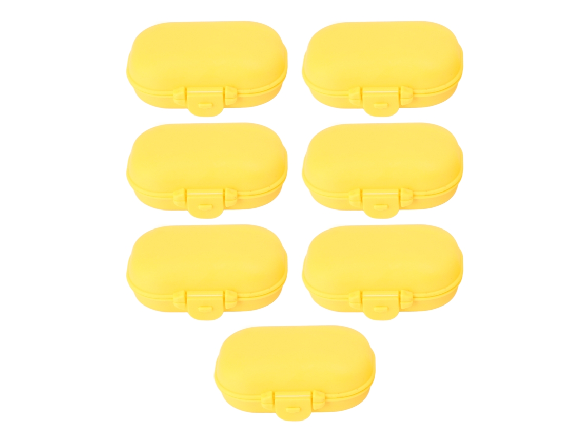 Caixa de Remédios S/MARCA portátil com 4 compartimentos destacáveis, segura, para viagem, amarelo, 7pcs