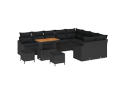 Conjunto 12 Conjunto De Móveis De Jardim Vidaxl Preto Vime Pe (288,5 X 234 X 85 Cm)