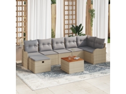 Conjunto 8 Móveis De Jardim Vidaxl Bege Vime Pe (55 X 55 X 37 Cm)