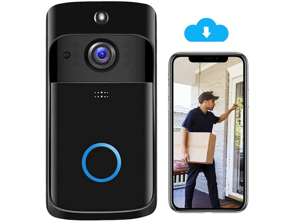 Câmera de Vídeo com Campainha Wifi Sem Fio Atualização 2021 Segurança Ip5 À Prova D'Água Hd em Tempo Real UISAVE