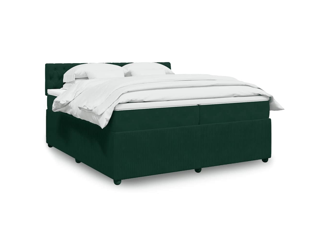 Vidaxl Cama Com Molas/colchão 200x200 Cm Veludo Verde-escuro