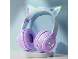 Fones de Ouvido Sem Fio com Orelhas de Gato, RGB, Microfone, TF TAISHENGDA