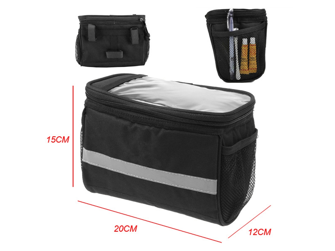 Bolsa Para Guidão De Bicicleta Frontal Impermeável Com Estojo Isolante E Faixas Reflexivas