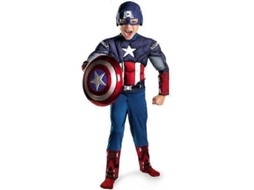 Traje De Cosplay De Capitão América Para Crianças Para Halloween: Roupa E Boné Longitud Da Roupa M 110cm