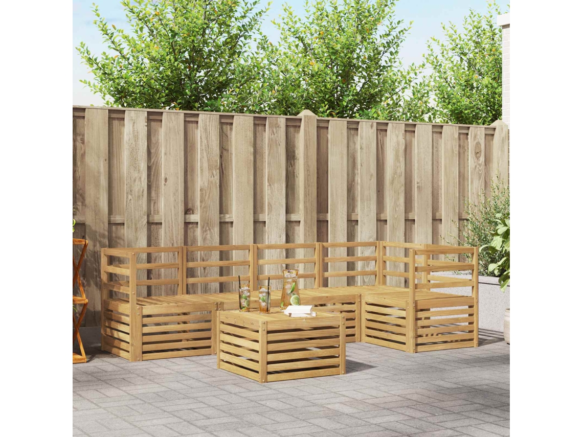 Vidaxl Conjunto De Sofás Para Exterior 6 Pcs Branco 59 X 59 X 37 Cm