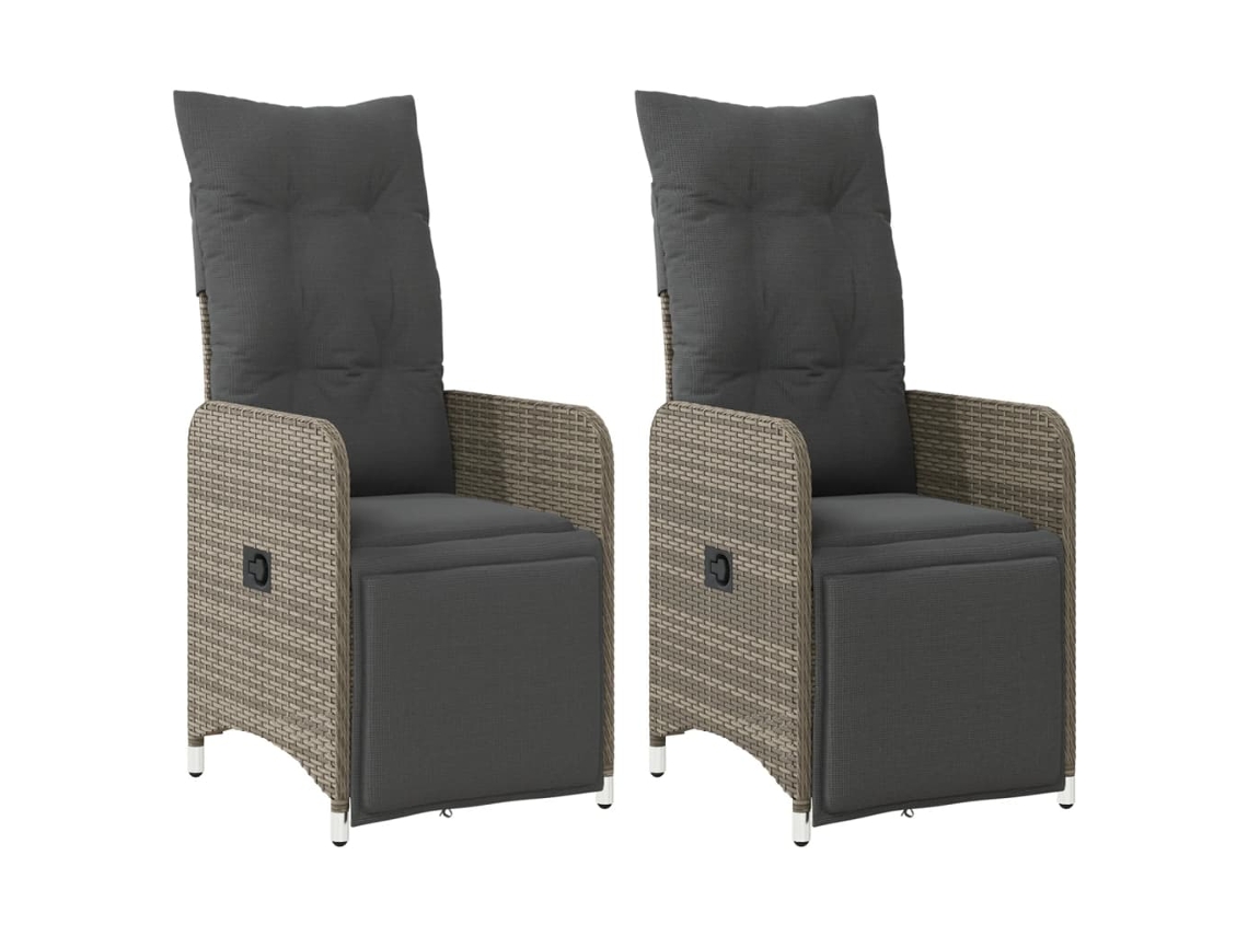 Maison Exclusive - Cadeiras Jardim Reclináveis 2 Pcs C/ Almofadões Vime Pe Cinza