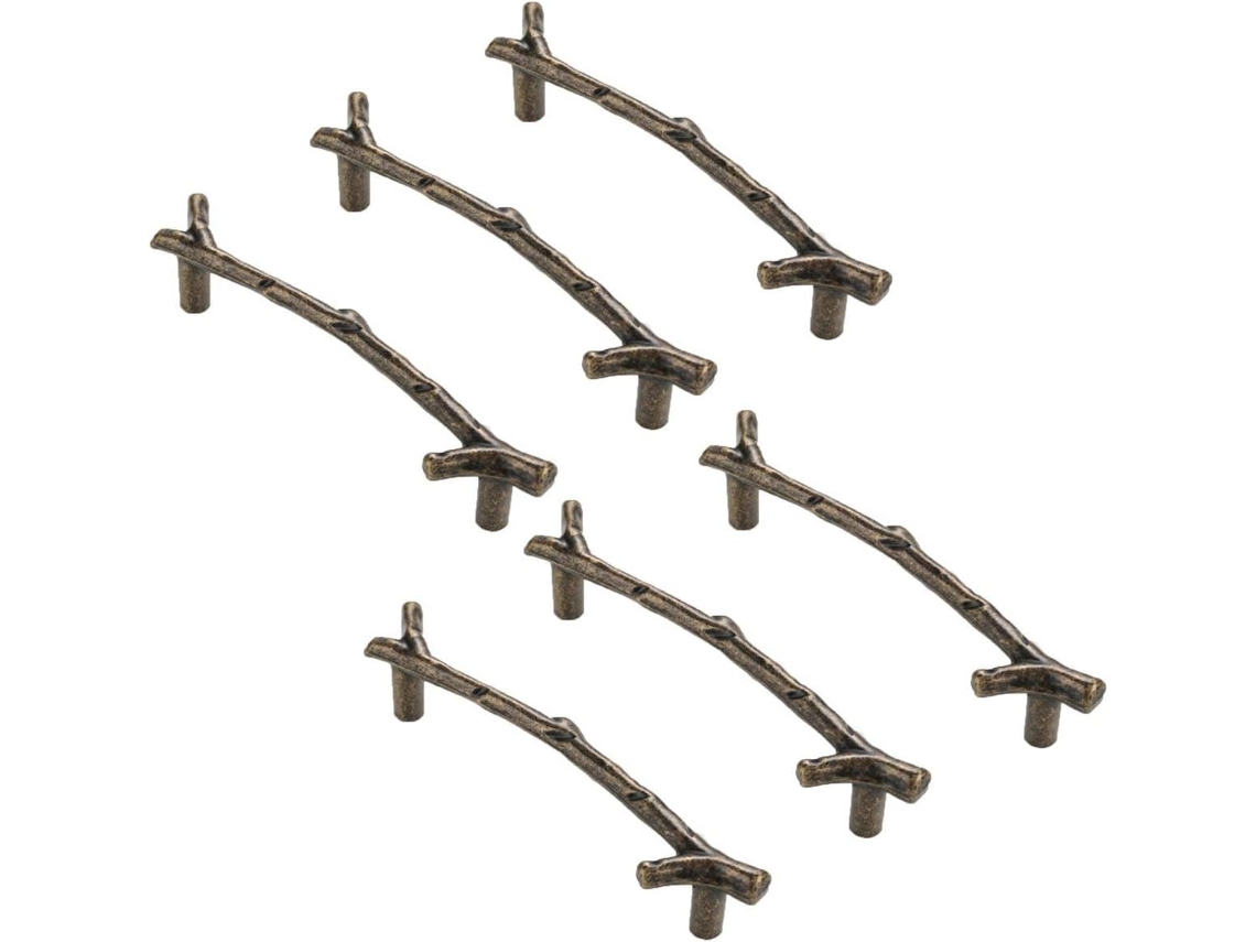 Conjunto De 6 Puxadores Modernos E Minimalistas Com Design Criativo Galho Árvore Para Armários Cozinha, Guarda Roupas