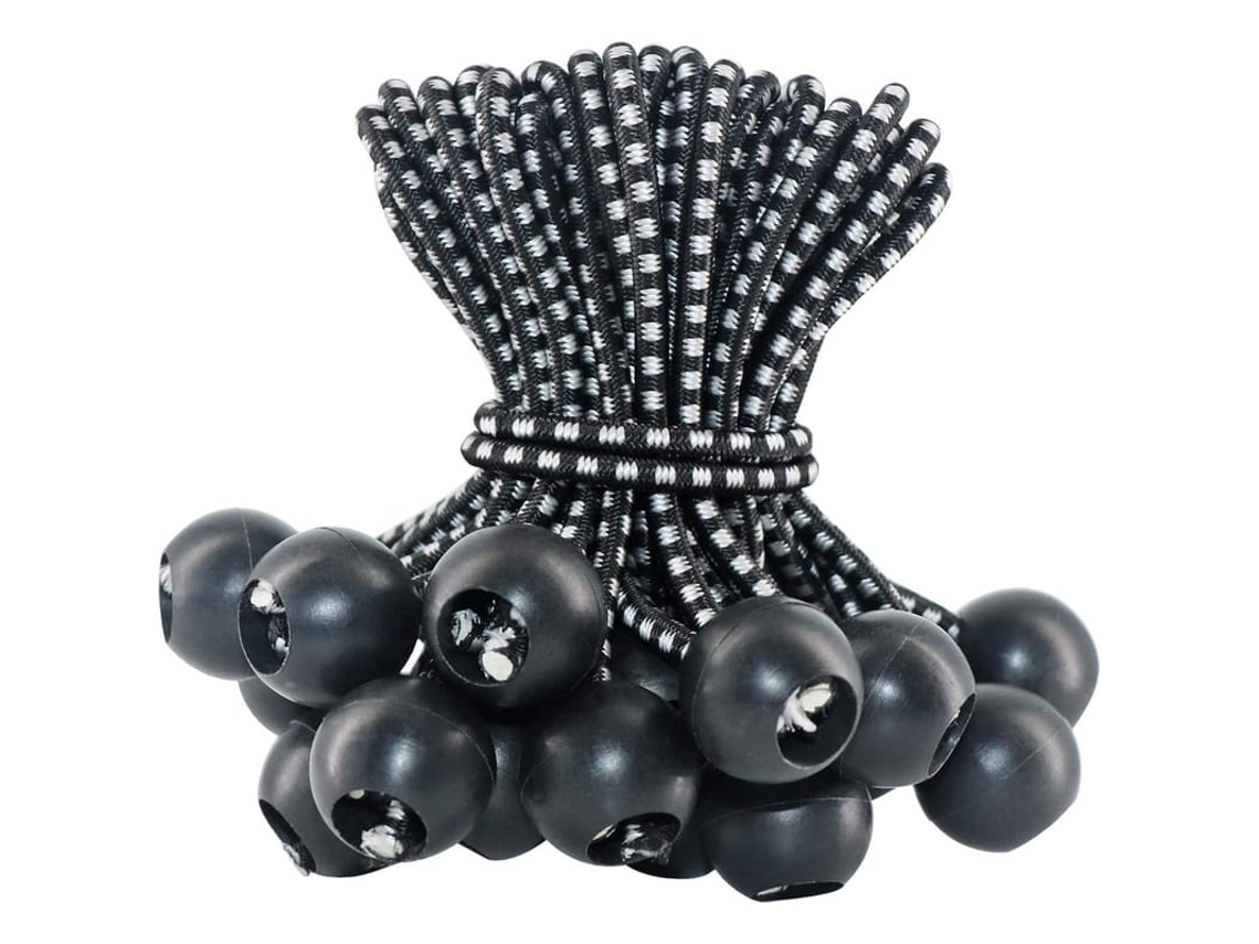 2026-25 Bolas De Bungee Para Toldos Preto 6 Polegadas Elásticas Resistentes À Uv Com Saco De Armazenamento
