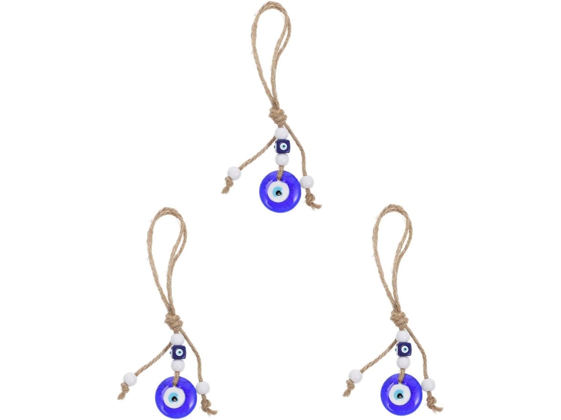 Conjunto De 3 Peças Decorativas De Vidro Azul Com Formato De Olho Turco Para Pendurar Na Parede, Com Gokoco